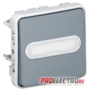 Кнопочный выключатель Plexo IP55 подсветка,НО+НЗ контакт,встр.монтаж,бел | 69864