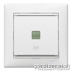 Кнопка Valena 10А 12В подсветка, с символом звонка,белая | арт. 774415 | Legrand
