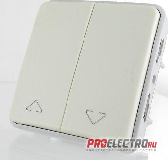 Двухклавишный кнопочный выключатель Plexo IP55  управ привод эл.блок,бел | 69539