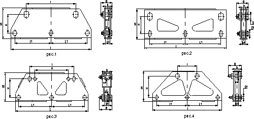 Коромысла трехцепные двухреберные типа 3КД2 с двумя точками крепления