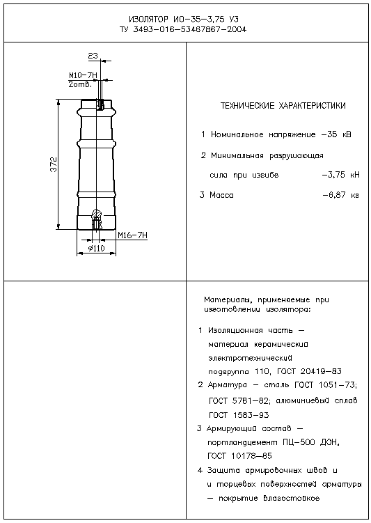 Изоляторы опорные армированные ИО-35-3,75 У3