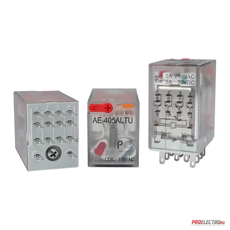 AE-405ALTU Промежуточное реле, 5А, 4С, 110VAC аналог R4-2014-23-5110-WT Relpol