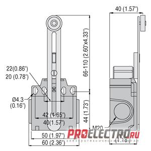 KNF1L02 Концевой выключатель, регулируемый рычаг, 2NC, LOVATO Electric