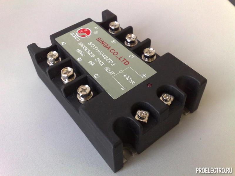 Реле твердотельное 3 фазное SGTH8048ZD3 (SGTH 8048 ZD3) 80A, 480V