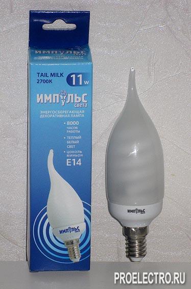 энергосберегающая лампа свеча TM