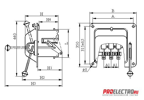 Блок предохранитель-выключатель БПВ-2 У3 (250А)