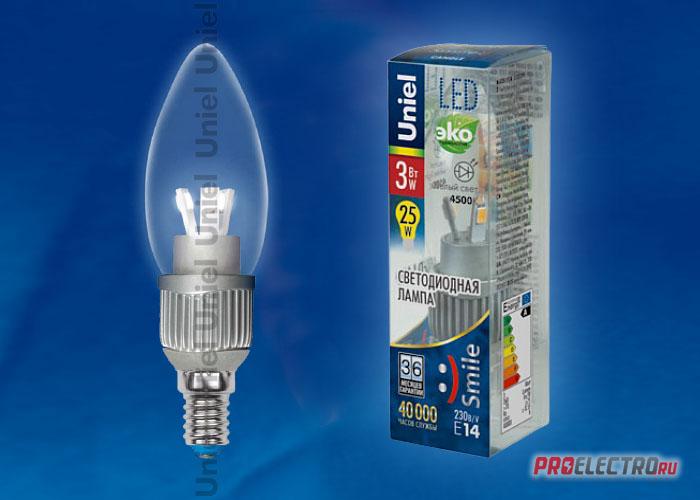 Светодиодная лампа для хрустальных люстр «свеча» E14 3 Вт серии Aluminium Smile