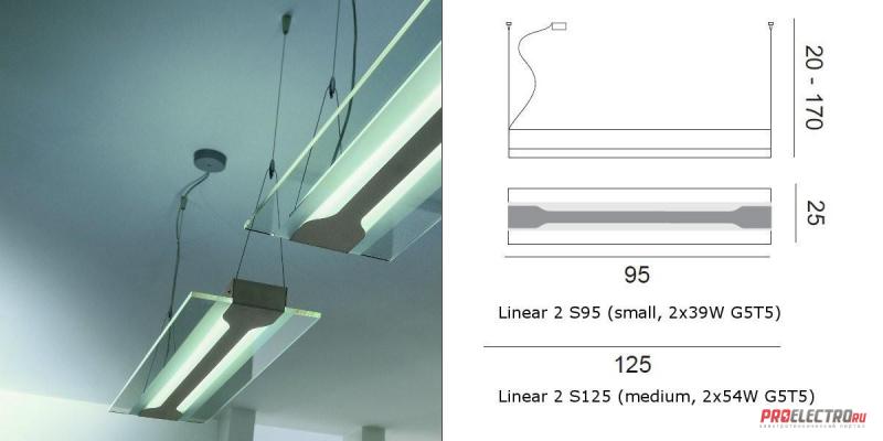 Светильник Linear 2 S95 S125 pendant light De Majo, Depends on lamp size